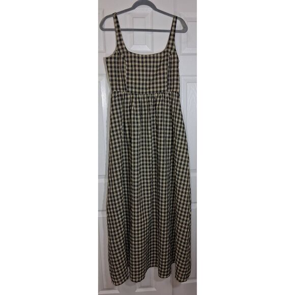 Princess polly womens size 8 long maxi dress gingham plaid brown square neck - Picture 2 of 9